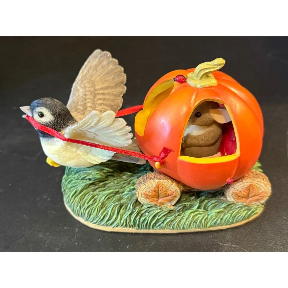 Fitz Floyd Charming Tails Figurine Orange You're My Princess Pumpkin Bird 85/105